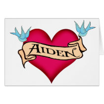 Aiden - Custom Heart Tattoo T-shirts & Gifts cards