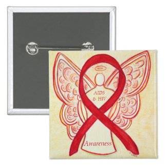 AIDS and HIV Awareness Ribbon Angel Customized Pin