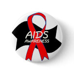 Aids Awareness Ribbon (Red/Blk) Button