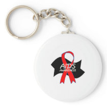 Aids Awareness Ribbon (Red/Blk) Key Chains
