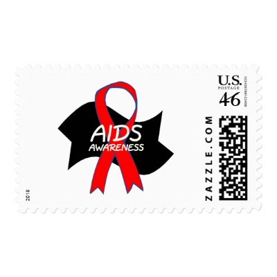 Aids Awareness Ribbon (Red/Blk) Stamp by CelebrationZazzle