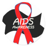 Aids Awareness Ribbon Round Stickers