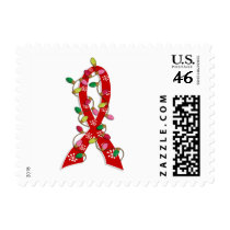 AIDS Christmas Lights Ribbon Postage Stamp