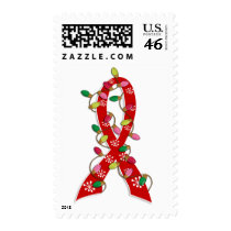 AIDS Christmas Lights Ribbon Stamps