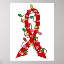 AIDS Christmas Lights Ribbon Poster