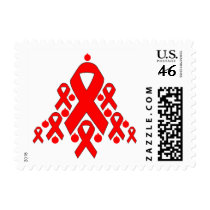 AIDS Christmas Ribbon Tree Postage Stamps