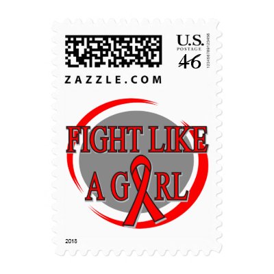 AIDS Fight Like A Girl Circular Postage Stamps by MissionWeCanDoIt