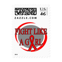 AIDS Fight Like A Girl Circular Postage Stamps