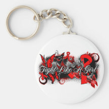 AIDS Fight Like A Girl Grunge Butterfly Keychain