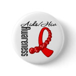 Aids HIV Awareness Gemstone Ribbon Button