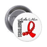 Aids HIV Awareness Gemstone Ribbon Button
