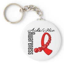Aids HIV Awareness Gemstone Ribbon Keychains