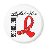 Aids HIV Awareness Gemstone Ribbon Magnets