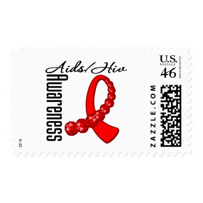 Aids HIV Awareness Gemstone Ribbon Postage Stamps by giftsforawareness
