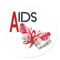 AIDS / HIV Butterfly 3 Awareness stickers by awarenessgifts AIDS / HIV Butterfly 3 Awareness stickers