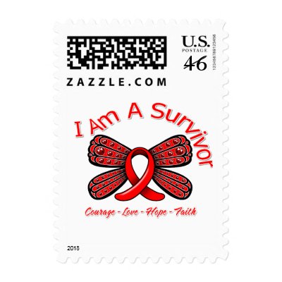 AIDS HIV Butterfly I Am A Survivor Stamps by giftsforawareness