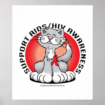 AIDS/HIV Cat Print by fightcancertees