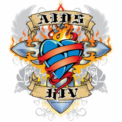 AIDS/HIV Cross & Heart Acrylic Cut Outs by fightcancertees