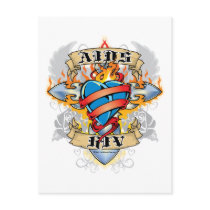 AIDS/HIV Cross & Heart postcards