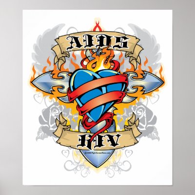 AIDS/HIV Cross & Heart Print by fightcancertees