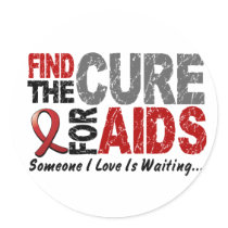 AIDS / HIV Find The Cure 1 Round Sticker