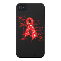AIDS HIV Floral Swirls Ribbon Case-Mate iPhone 4 Case