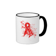 AIDS HIV Floral Swirls Ribbon Coffee Mug