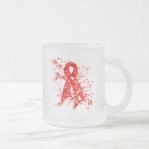 AIDS HIV Floral Swirls Ribbon Coffee Mugs