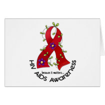 AIDS HIV Flower Ribbon 1 Card