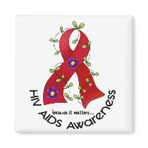 AIDS HIV Flower Ribbon 1 Refrigerator Magnets