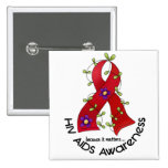 AIDS HIV Flower Ribbon 1 Pins