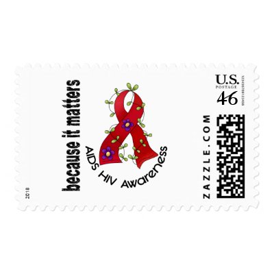 AIDS HIV Flower Ribbon 3 Postage Stamps by awarenessgifts
