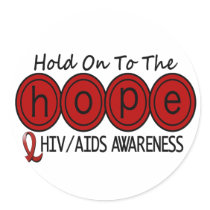 AIDS HIV HOPE 6 ROUND STICKERS