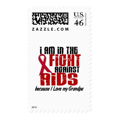 AIDS HIV In The Fight 1 Grandpa Postage Stamps by awarenessgifts