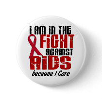 AIDS HIV In The Fight 1 I Care Pinback Button