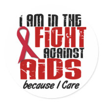 AIDS HIV In The Fight 1 I Care Round Sticker