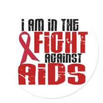 AIDS HIV In The Fight 1 Round Stickers