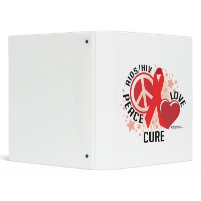 AIDS/HIV Peace Love Cure 3 Ring Binders by fightcancertees