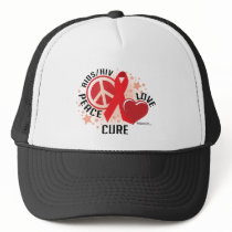 AIDS/HIV Peace Love Cure hats