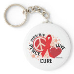 AIDS/HIV Peace Love Cure Keychain