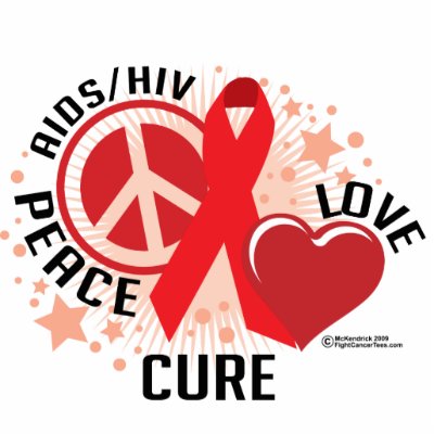 AIDS/HIV Peace Love Cure Cut Out by fightcancertees