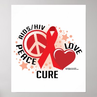 AIDS/HIV Peace Love Cure Poster by fightcancertees