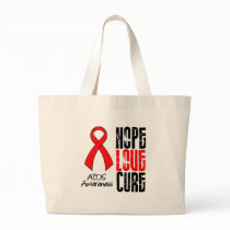 AIDS Hope Love Cure Ribbon Tote Bag