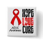 AIDS Hope Love Cure Ribbon Pin