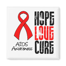 AIDS Hope Love Cure Ribbon Fridge Magnet