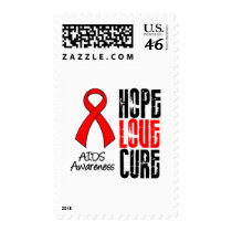 AIDS Hope Love Cure Ribbon Postage