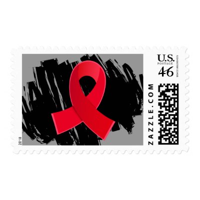 AIDS Red Ribbon With Scribble Stamps by awarenessgifts