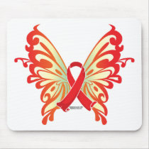 AIDS Ribbon Butterfly mousepads