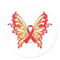 AIDS Ribbon Butterfly stickers
