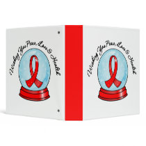 AIDS Ribbon Merry Christmas Snowglobe binders